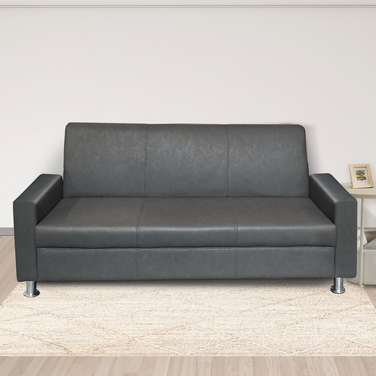 DIVANO 3 POSTI MOD. JACOPO IN ECOPELLE VINTAGE GRIGIO 