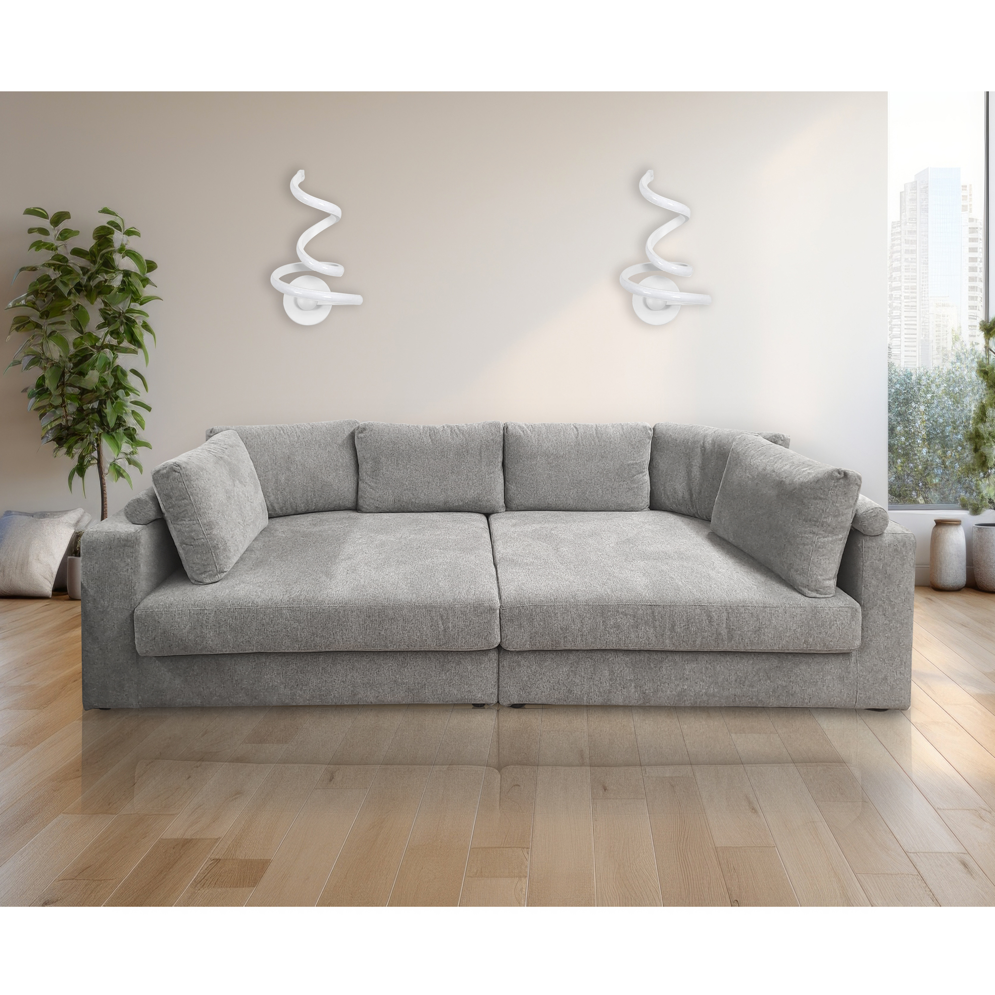 DIVANO 3 POSTI MOD. FIRENZE BIG FAMILY IN TESSUTO GRIGIO CHIARO