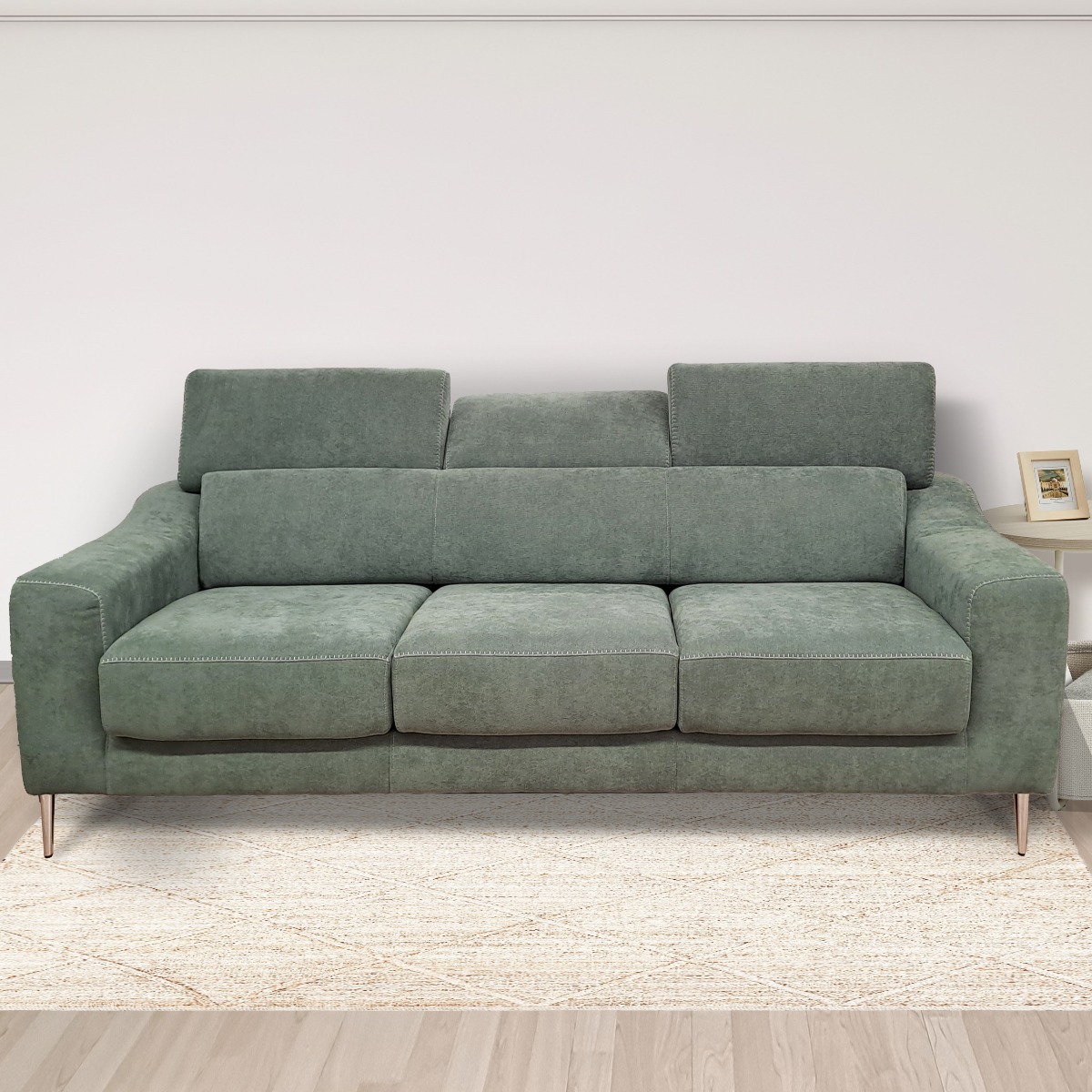 DIVANO MOD. WINSON 3 POSTI MAXI CON SEDUTE ESTRAIBILI IN TESSUTO VERDE SALVIA 