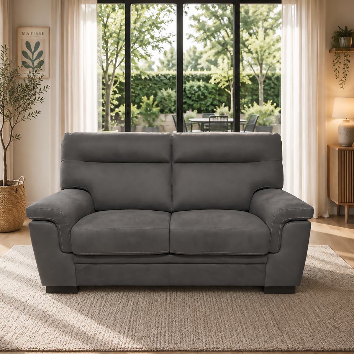 DIVANO 2 POSTI MOD. FLAVIA IN TESSUTO NABUCCO DARK GREY