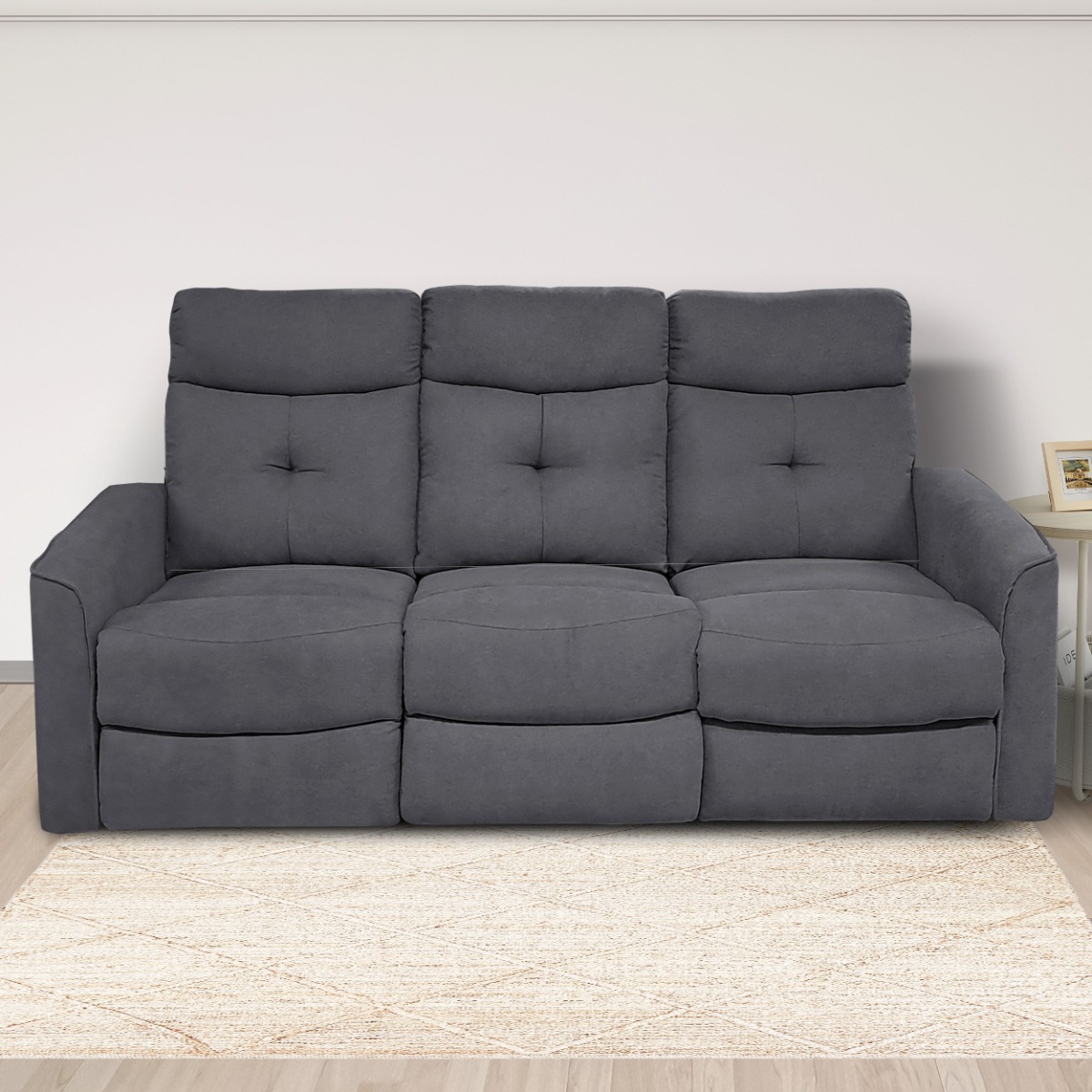 DIVANO 3 POSTI MOD. ENEA CON RELAX MANUALE IN TESSUTO GRIGIO SCURO 