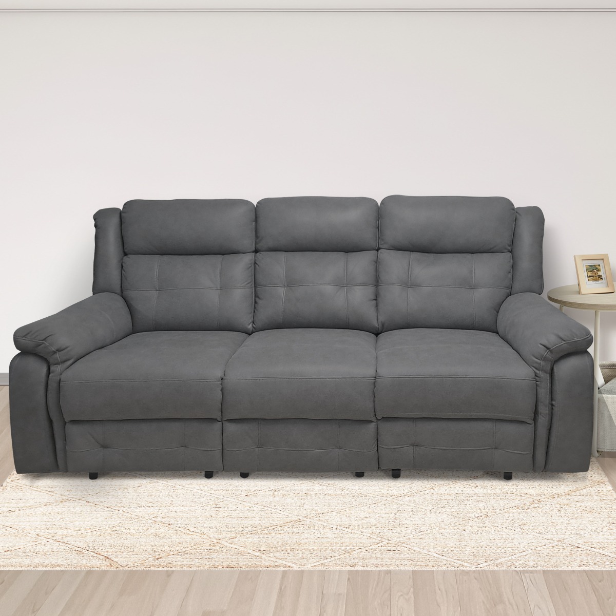 DIVANO 3 POSTI CON RELAX MANUALE IN TESSUTO GRIGIO