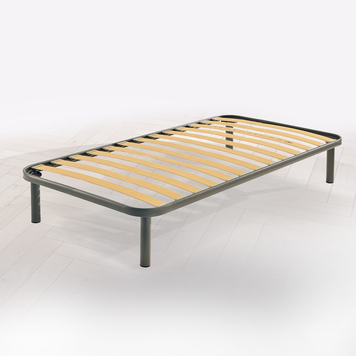 RETE 1 PIAZZA E 1/2 120X190 CM IN METALLO NERO CON 13 DOGHE 