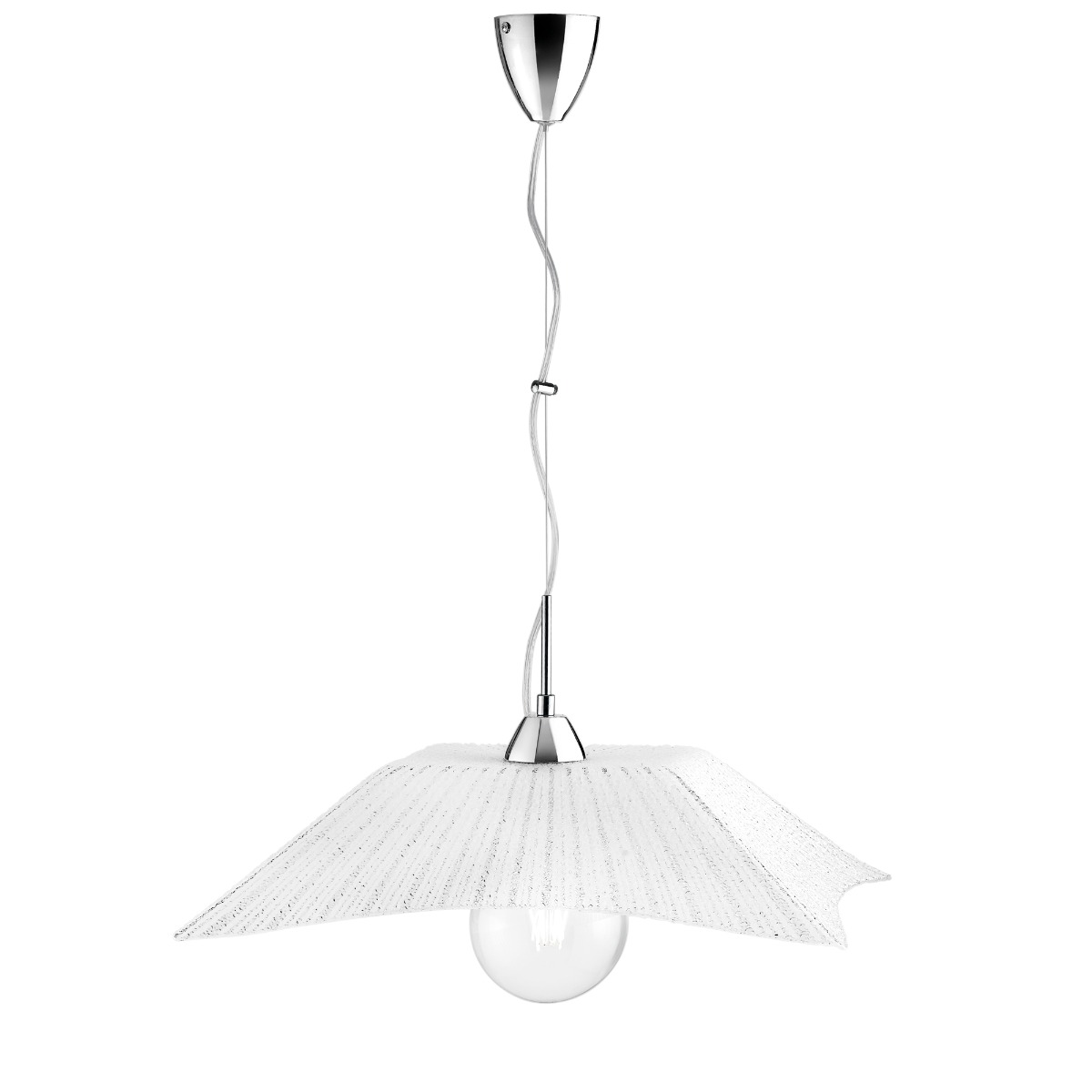 SOSPENSIONE ISIDE BIANCO E CROMO 50X50 H. 120CM - 1XE27 MAX 60W