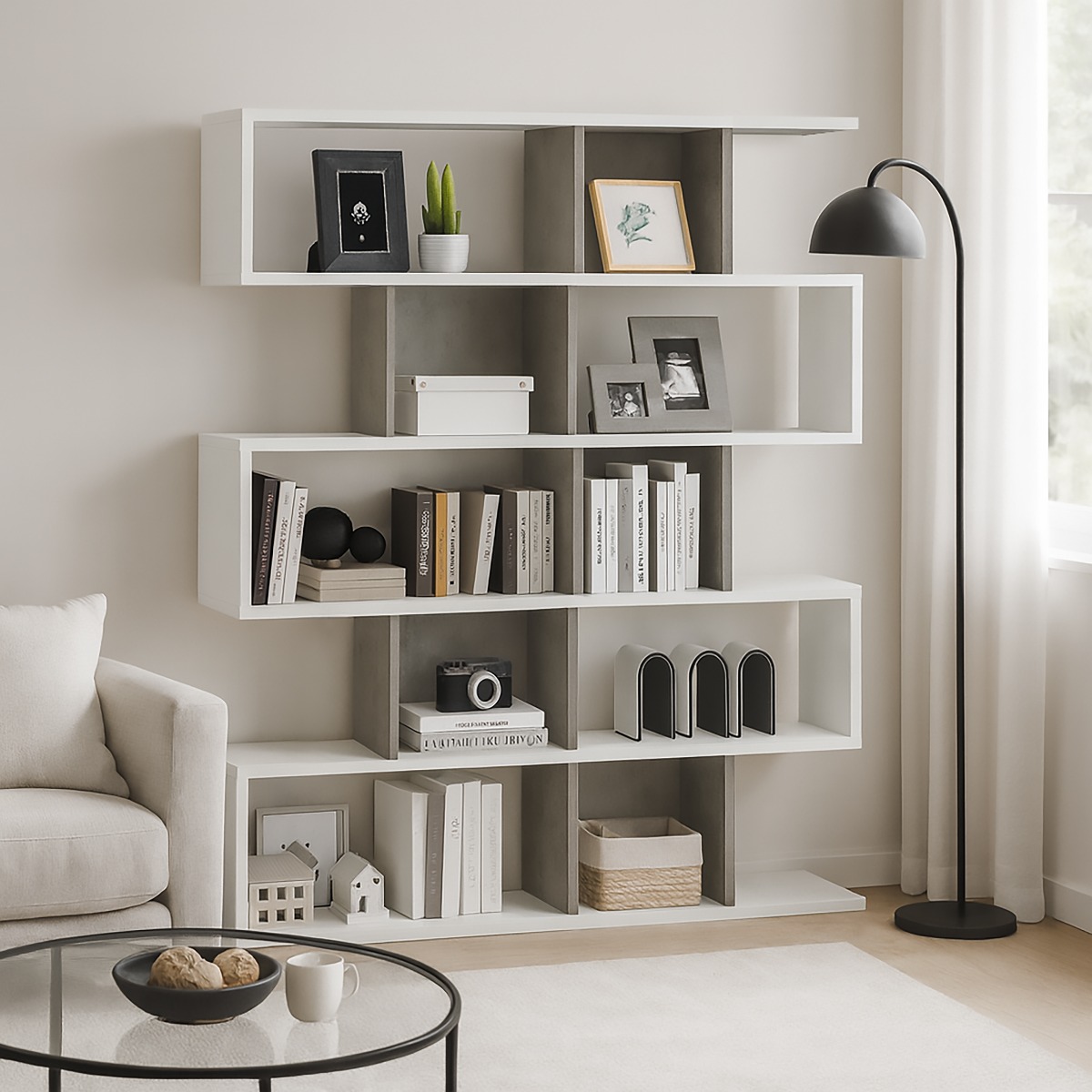 LIBRERIA MOD. DOUBLE CM 149.8X37.4 H. 179.4 OSSIDO BIANCO 