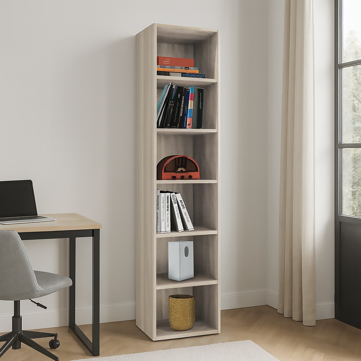 LIBRERIA MOD. FLAT CM 57X32 H. 247 OLMO