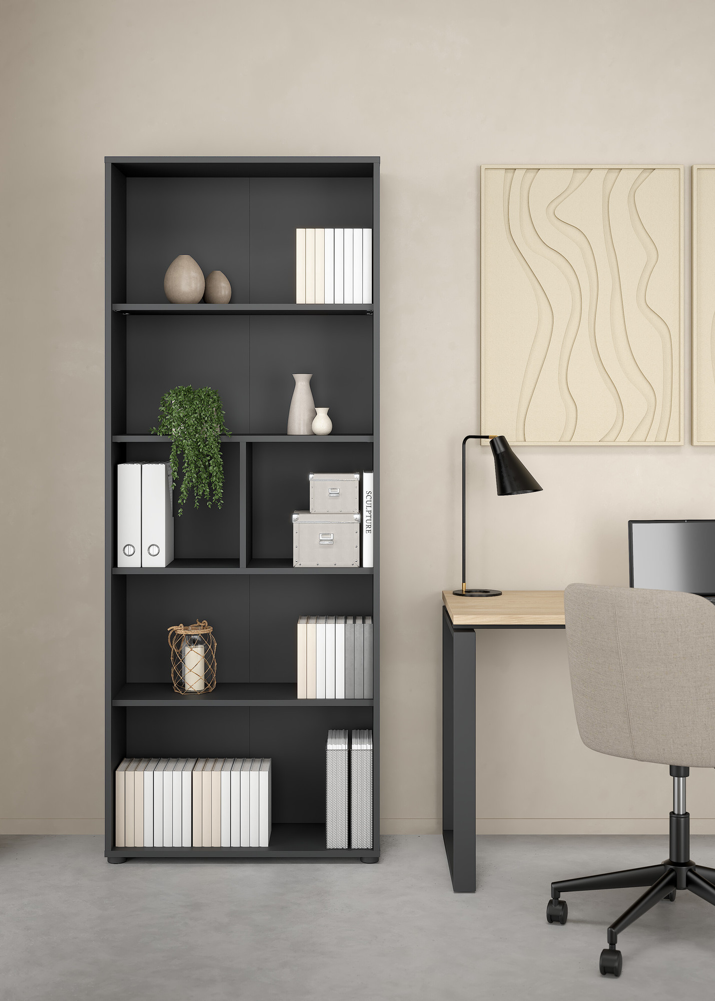 LIBRERIA MOD. SIGN CM 79.6X34.3 H. 207.7 GRIGIO OPACO