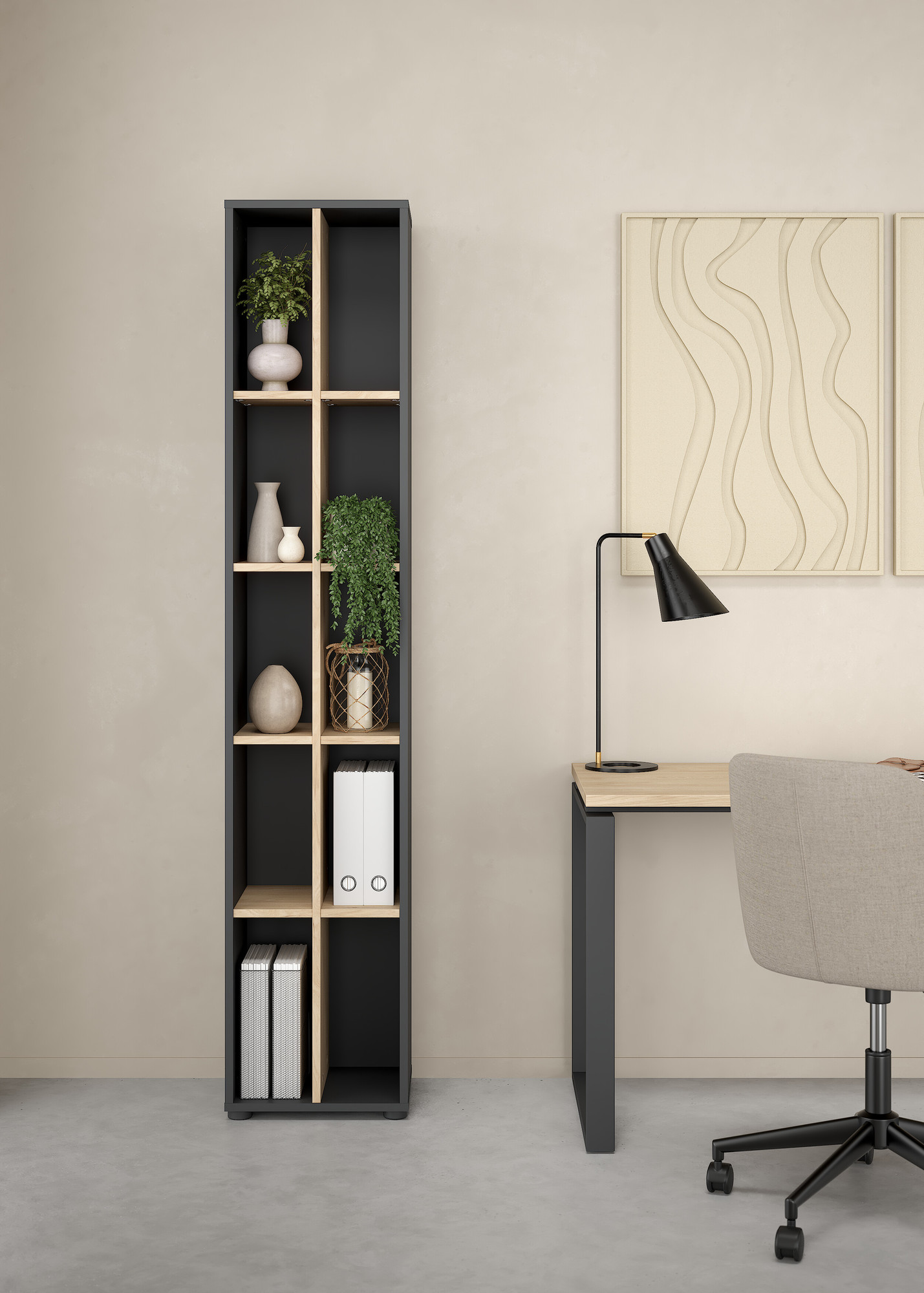 LIBRERIA MOD. SIGN CM 40.8X34.3 H. 204.7 JACKSON HICHORY E GRIGIO OPACO 