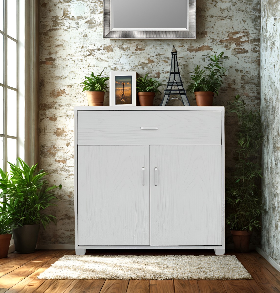 MOBILE MULTIUSO IN LAMINATO CM 80X40 H. 82.5 ROVERE SBIANCATO