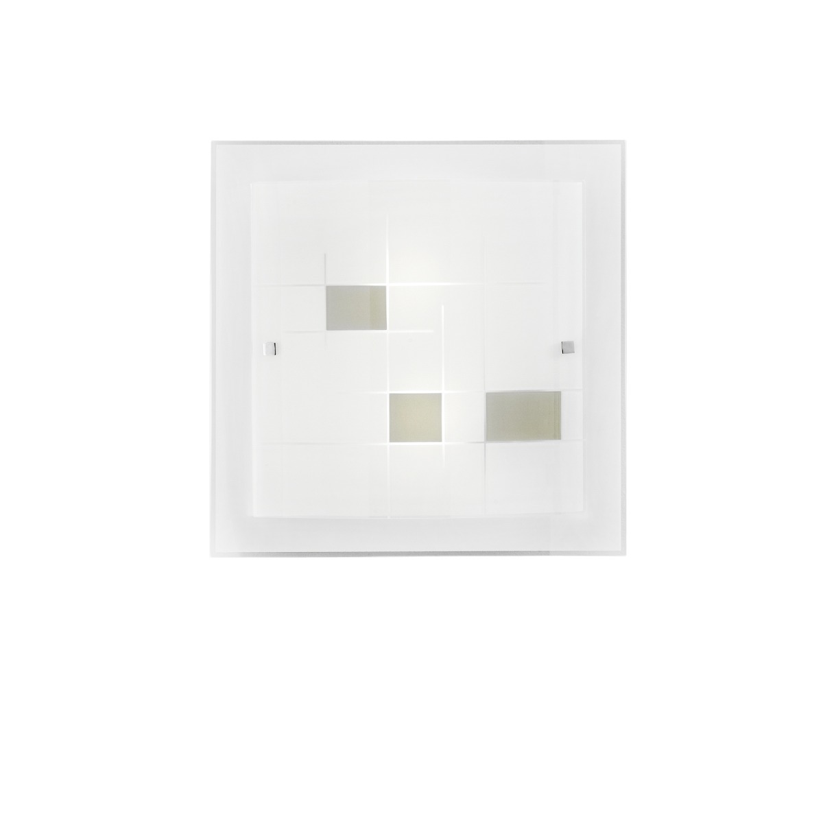 PLAFONIERA MUSA BIANCO/TRASPARENTE/TORTORA 40X40CM - 2XE27 60W