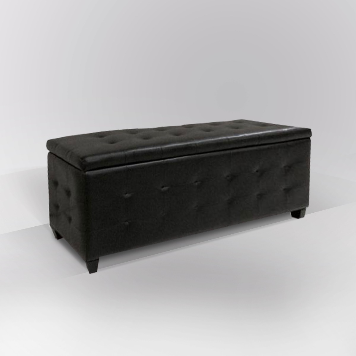 PANCA CONTENITORE CM 138X43 H. 48 IN ECOPELLE NERA