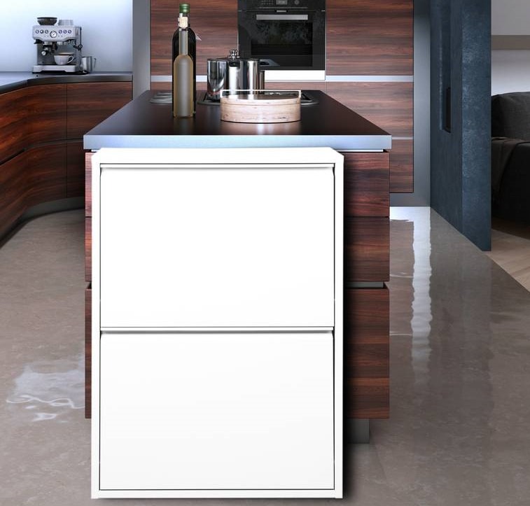 PORTARIFIUTI RACCOLTA DIFFERENZIATA CM 60X25X92CM IN METALLO BIANCO 