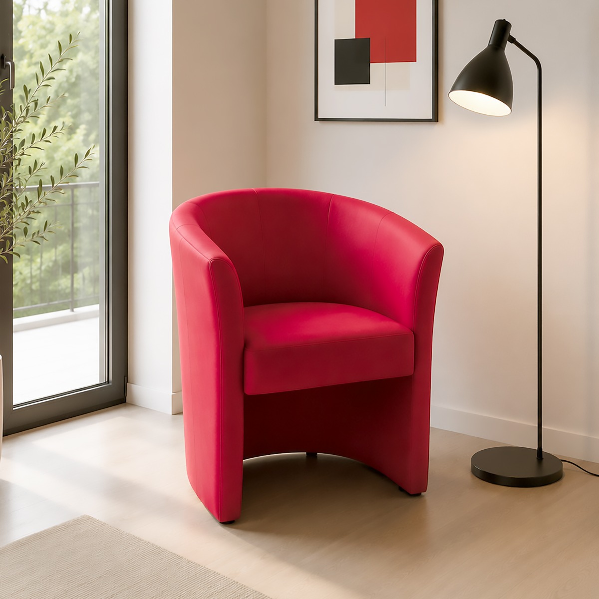POLTRONA MOD. MOON IN ECOPELLE CM 64X63 H. 76 ROSSA