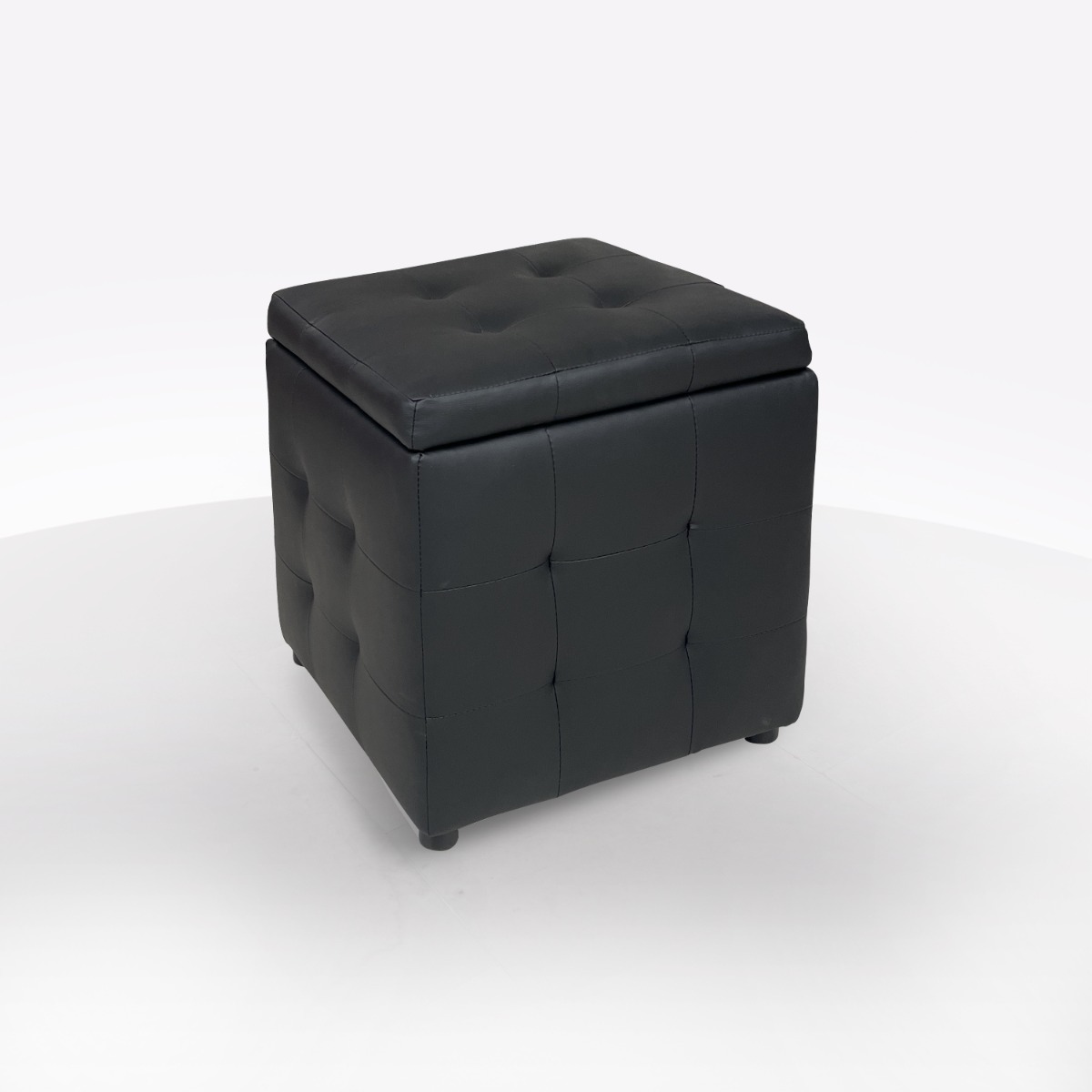 POUFF CONTENITORE CM 45X45 H. 46.5 IN ECOPELLE NERA