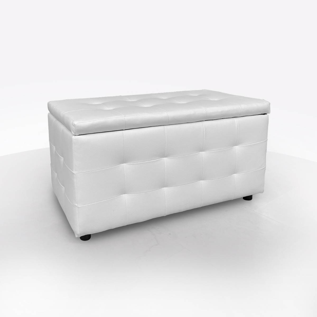 PANCA CONTENITORE CM 84X44 H. 46.5 IN ECOPELLE BIANCA