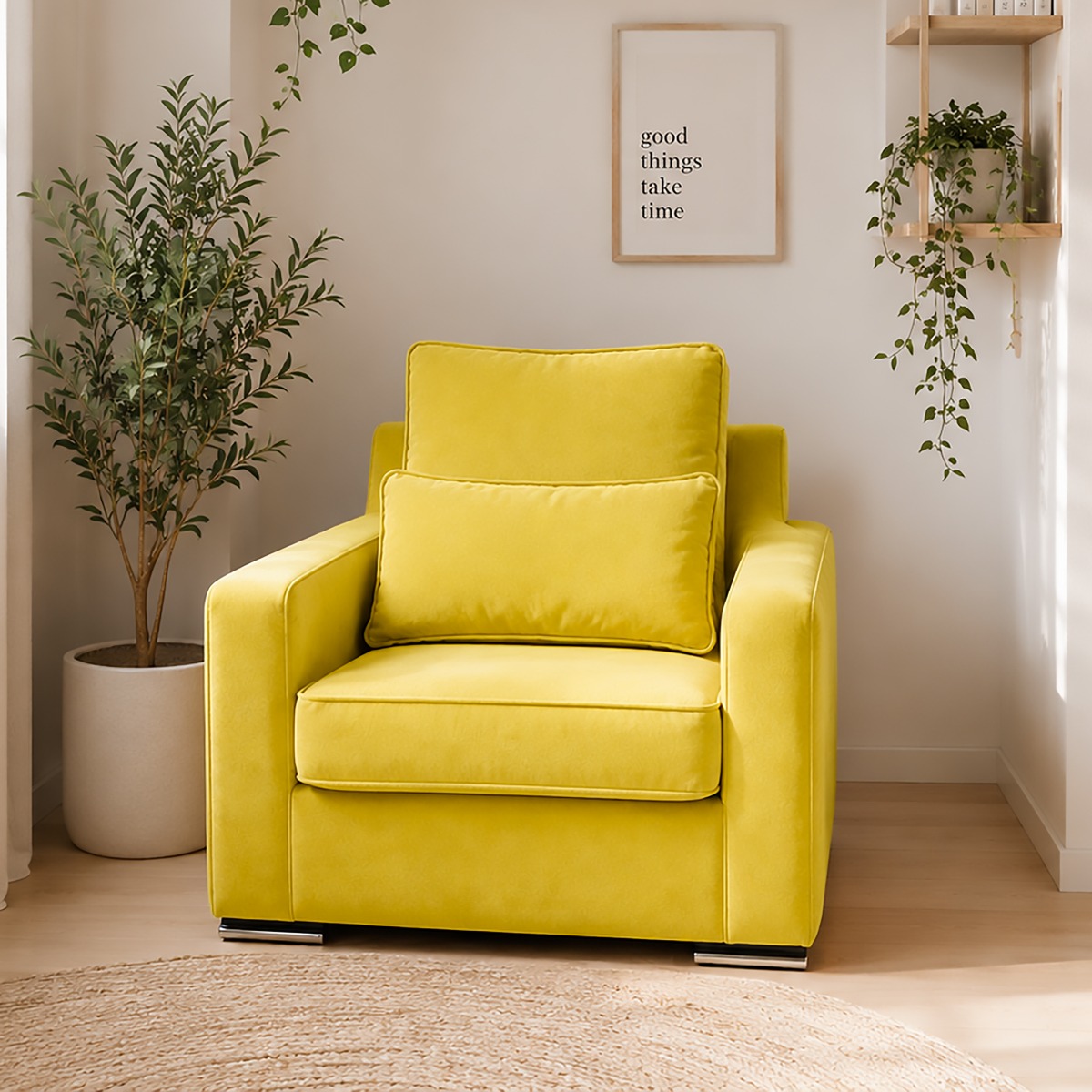 POLTRONA MOD. HELEN IN TESSUTO CM 88X90 H. 86 GIALLO