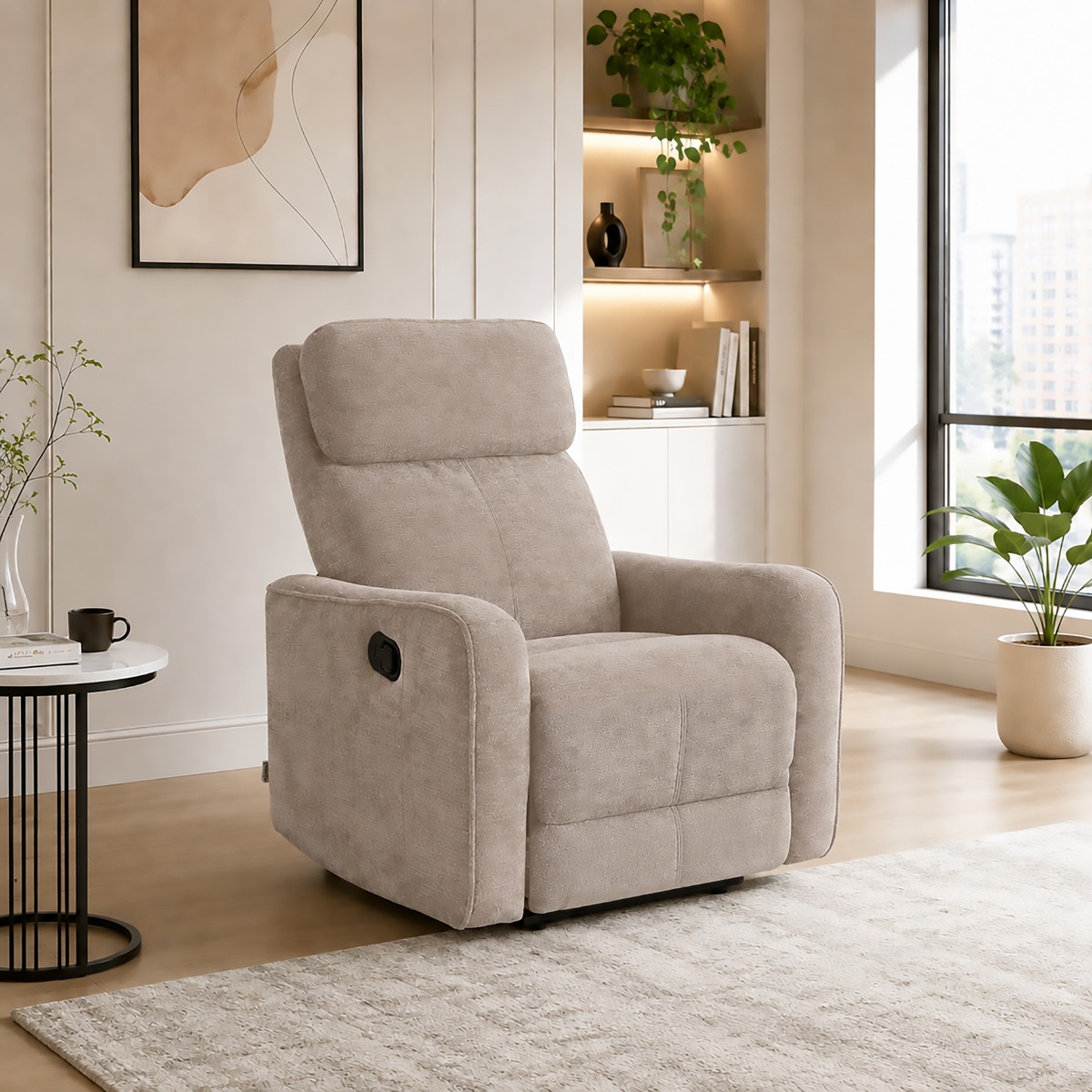POLTRONA MOD. ICARO RECLINER MANUALE IN TESSUTO TORTORA