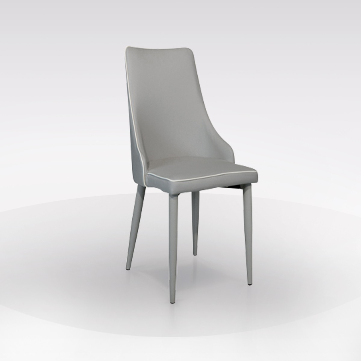 POLTRONCINA IN TESSUTO GRIGIO CON BORDINO IN ECOPELLE BIANCA