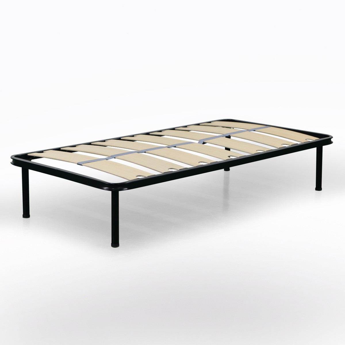 RETE SINGOLA 80X190 IN METALLO NERO CON 7 DOGHE 