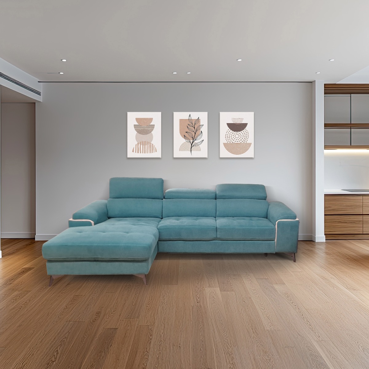 SALOTTO MOD. EROS CON CHAISE LONGUE SX IN TESSUTO TUCHESE