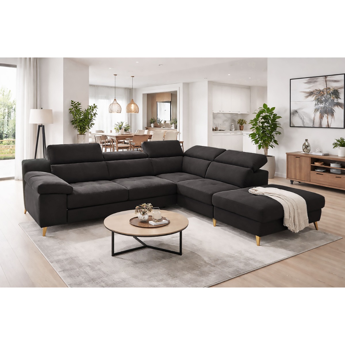 SALOTTO MOD. JACK CON PENISOLA DX IN TESSUTO NERO 