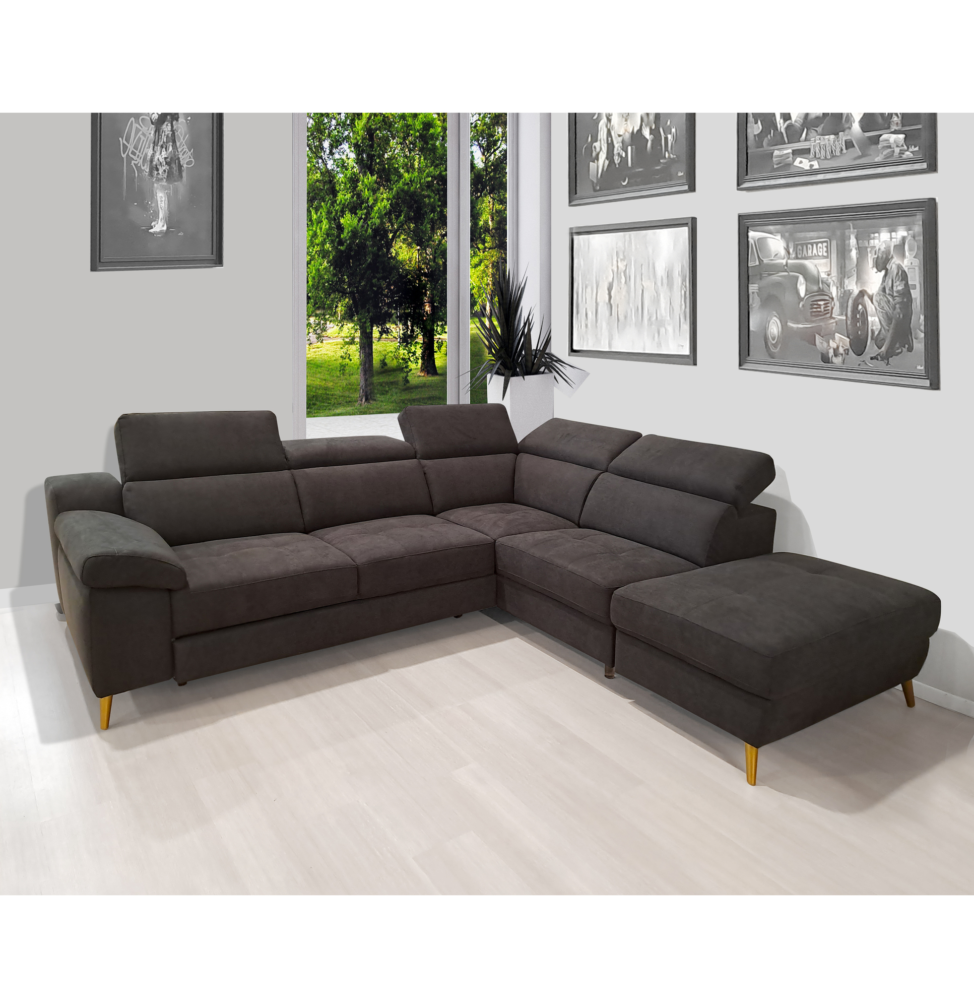 SALOTTO MOD. JACK CON PENISOLA DX IN TESSUTO NERO 