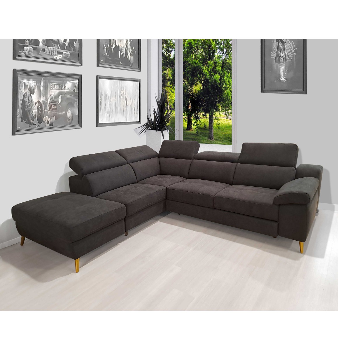 SALOTTO MOD. JACK CON PENISOLA SX IN TESSUTO NERO 