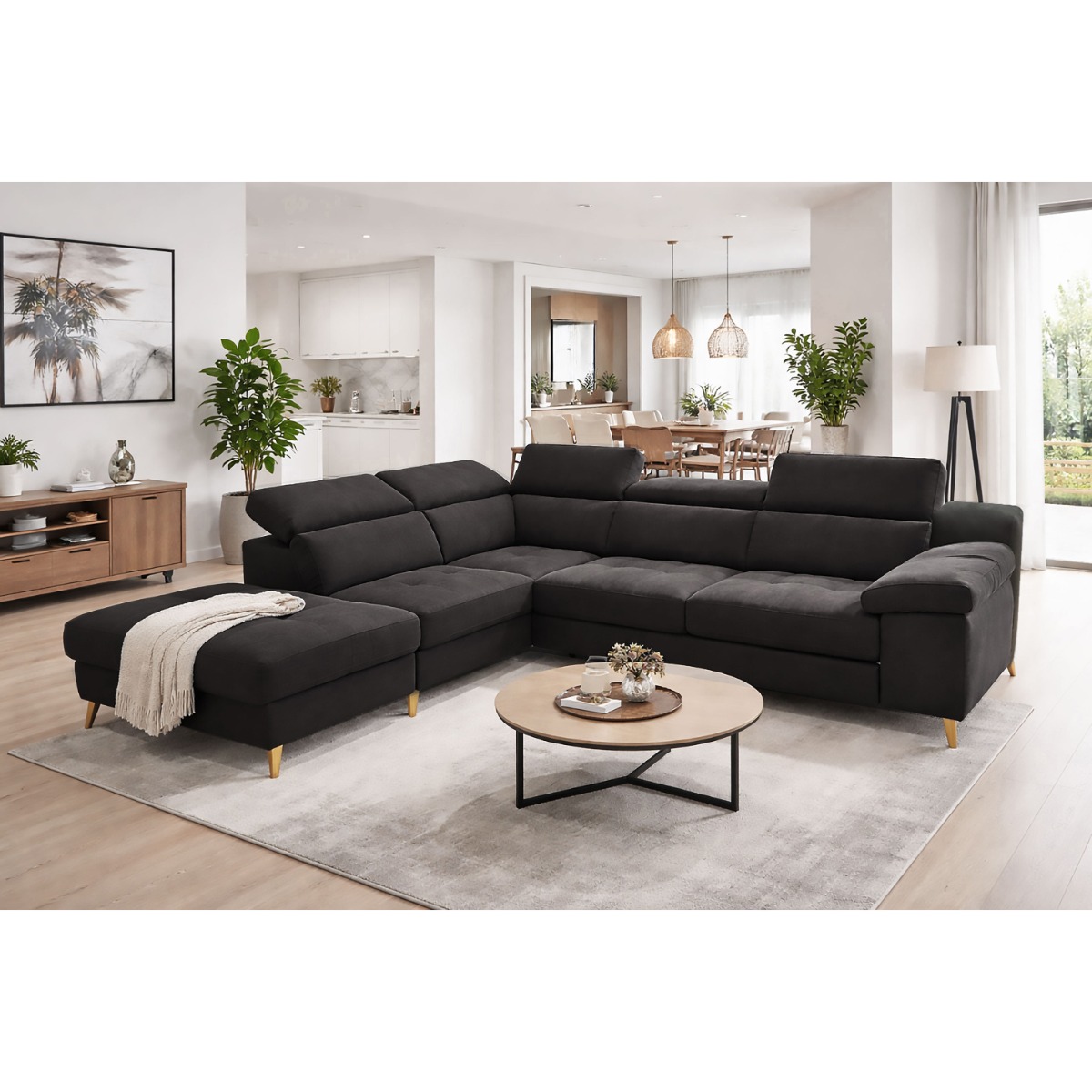 SALOTTO MOD. JACK CON PENISOLA SX IN TESSUTO NERO 