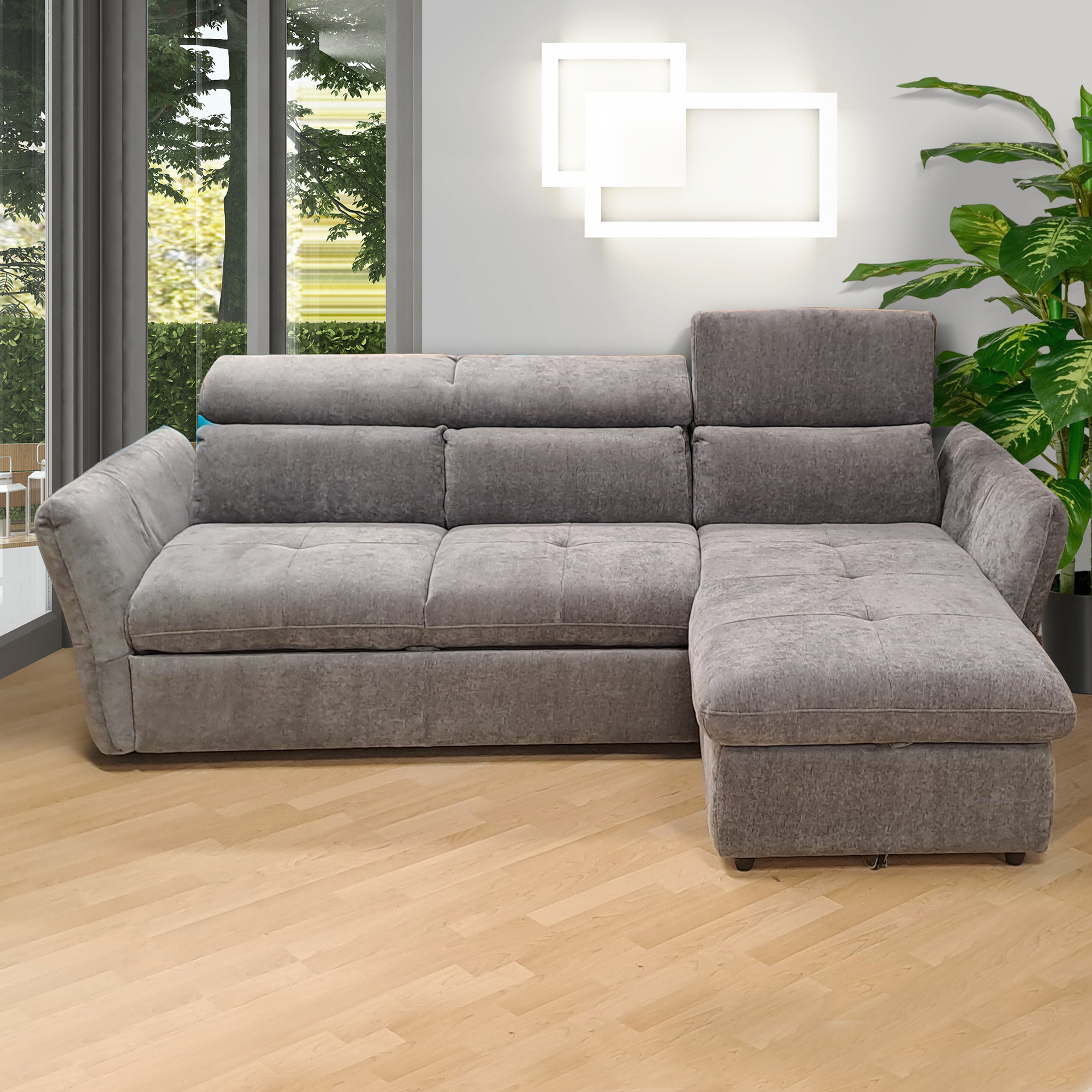 SALOTTO MOD. MONSERAT PENISOLA DX IN TESSUTO GRIGIO 