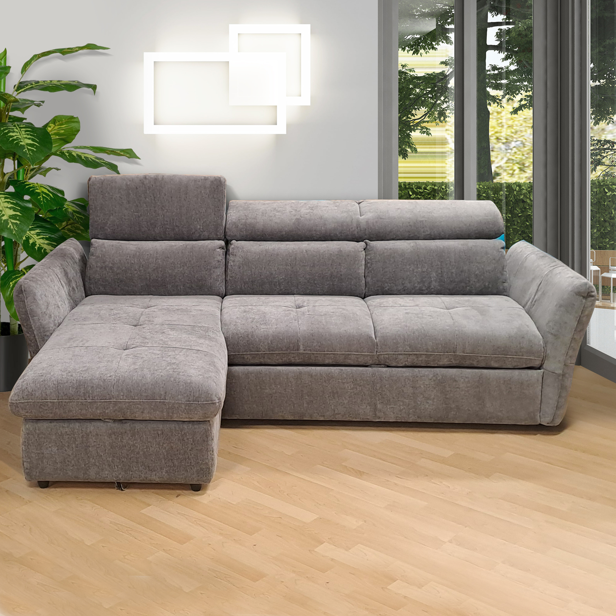 SALOTTO MOD. MONSERAT PENISOLA SX IN TESSUTO GRIGIO