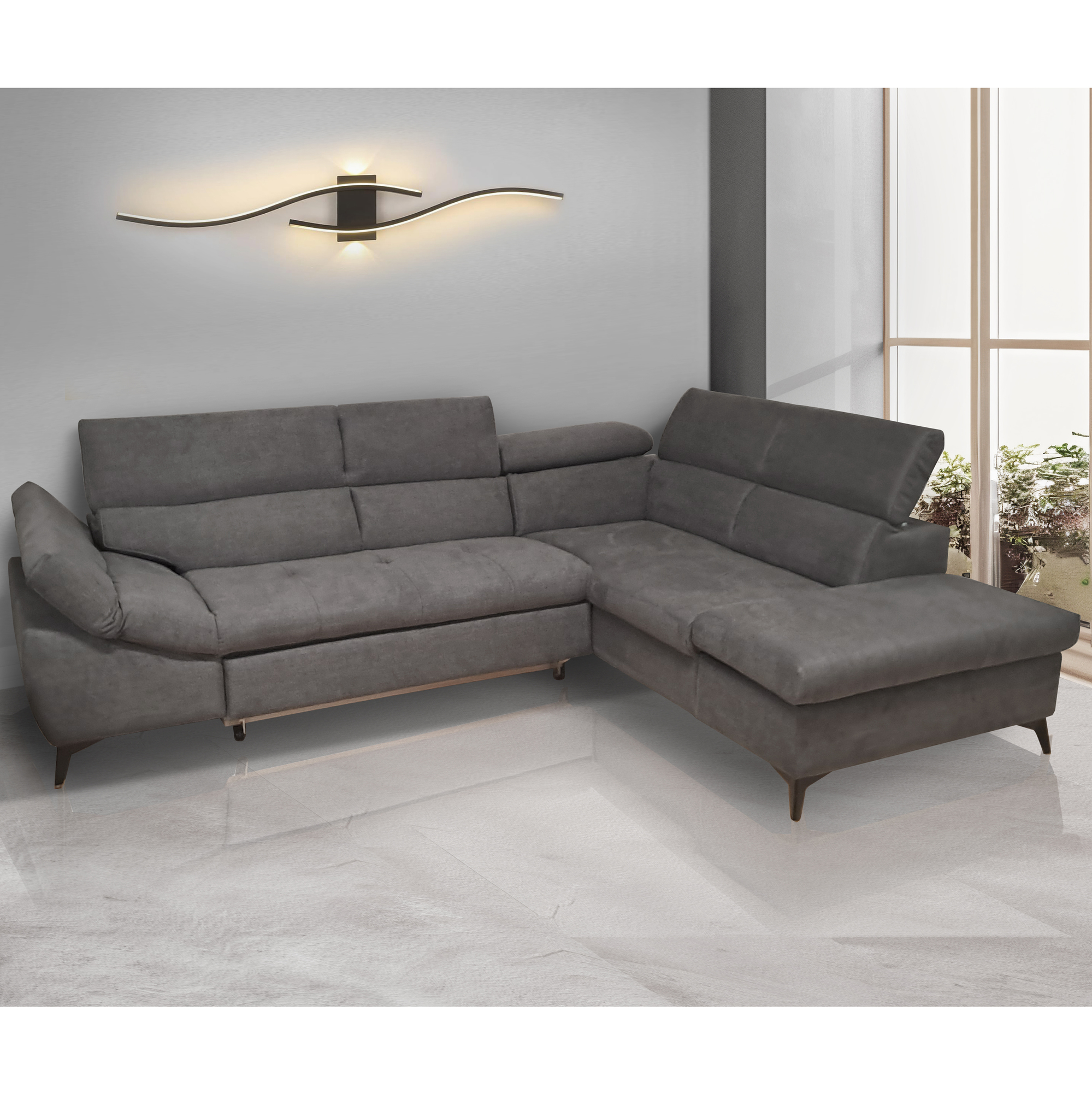 SALOTTO MOD. BILLY ANGOLO DX IN TESSUTO DARK GREY  