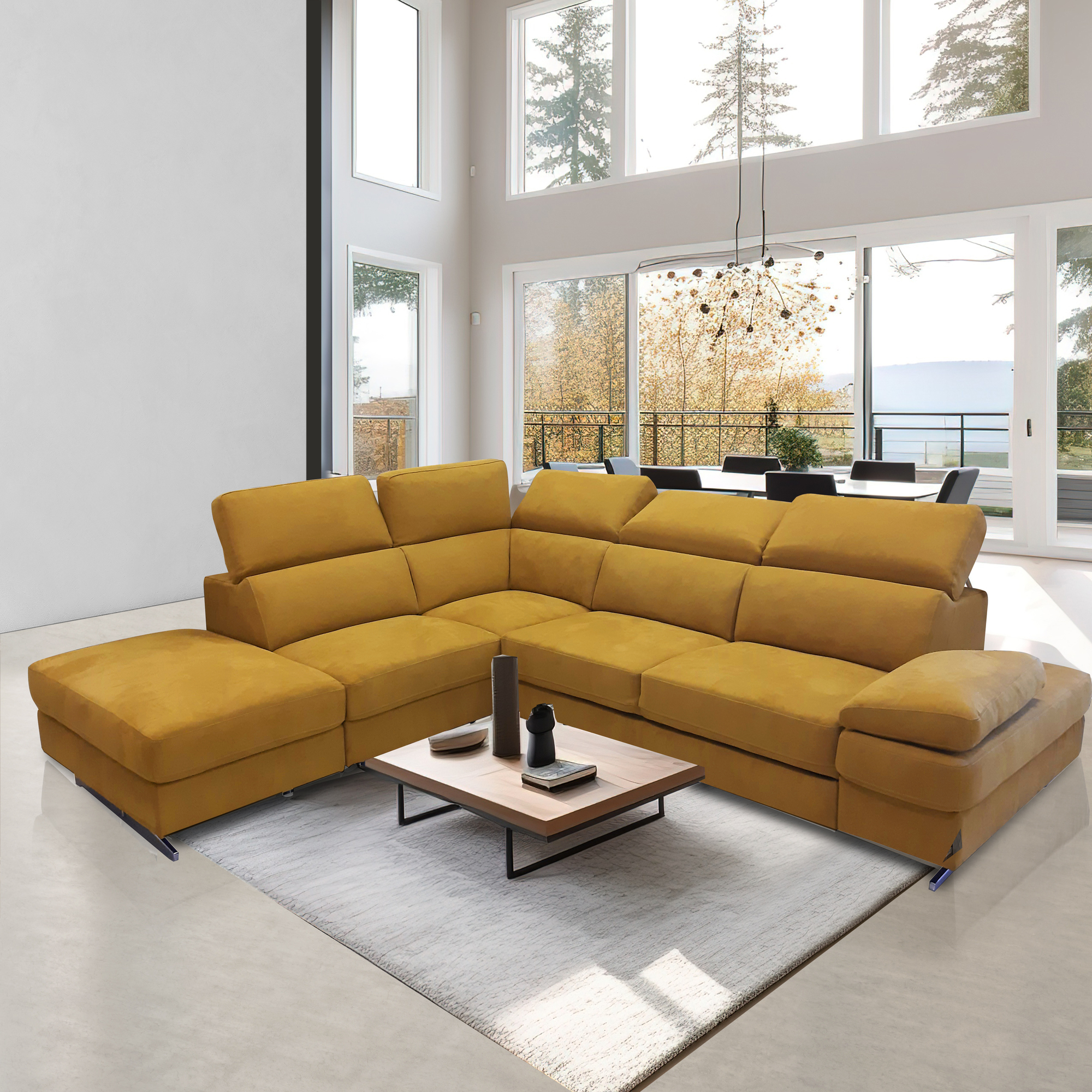 SALOTTO MOD. GIADA ANGOLARE SX IN TESSUTO OCRA