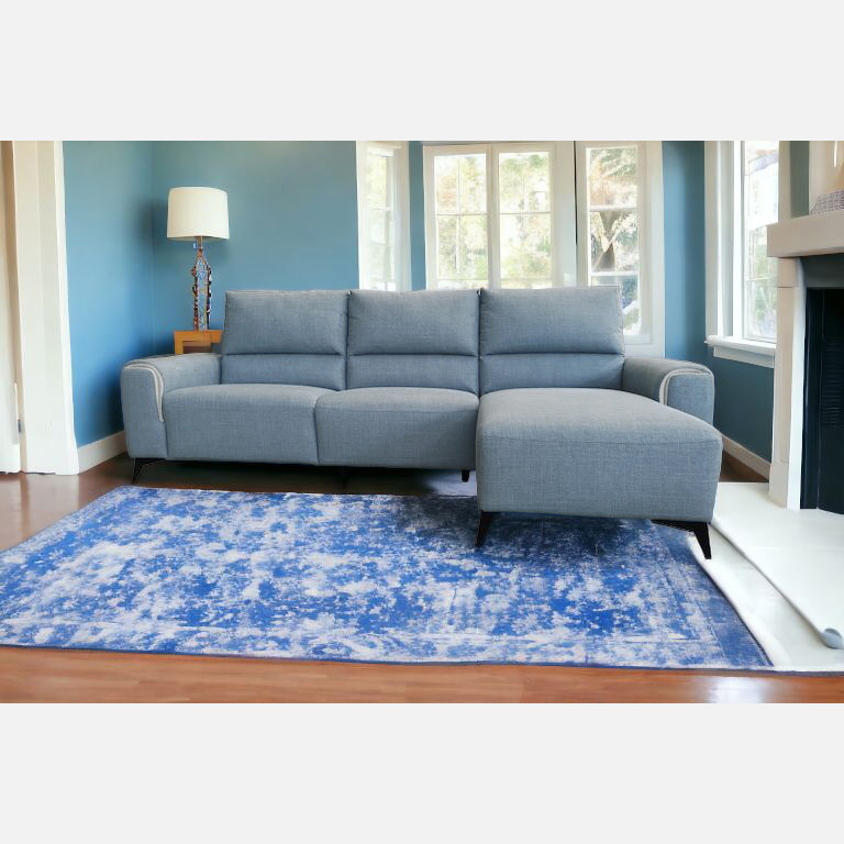 SALOTTO MOD. LILO RELAX ELETTRICO CON PENISOLA DX IN TESSUTO AZZURRO