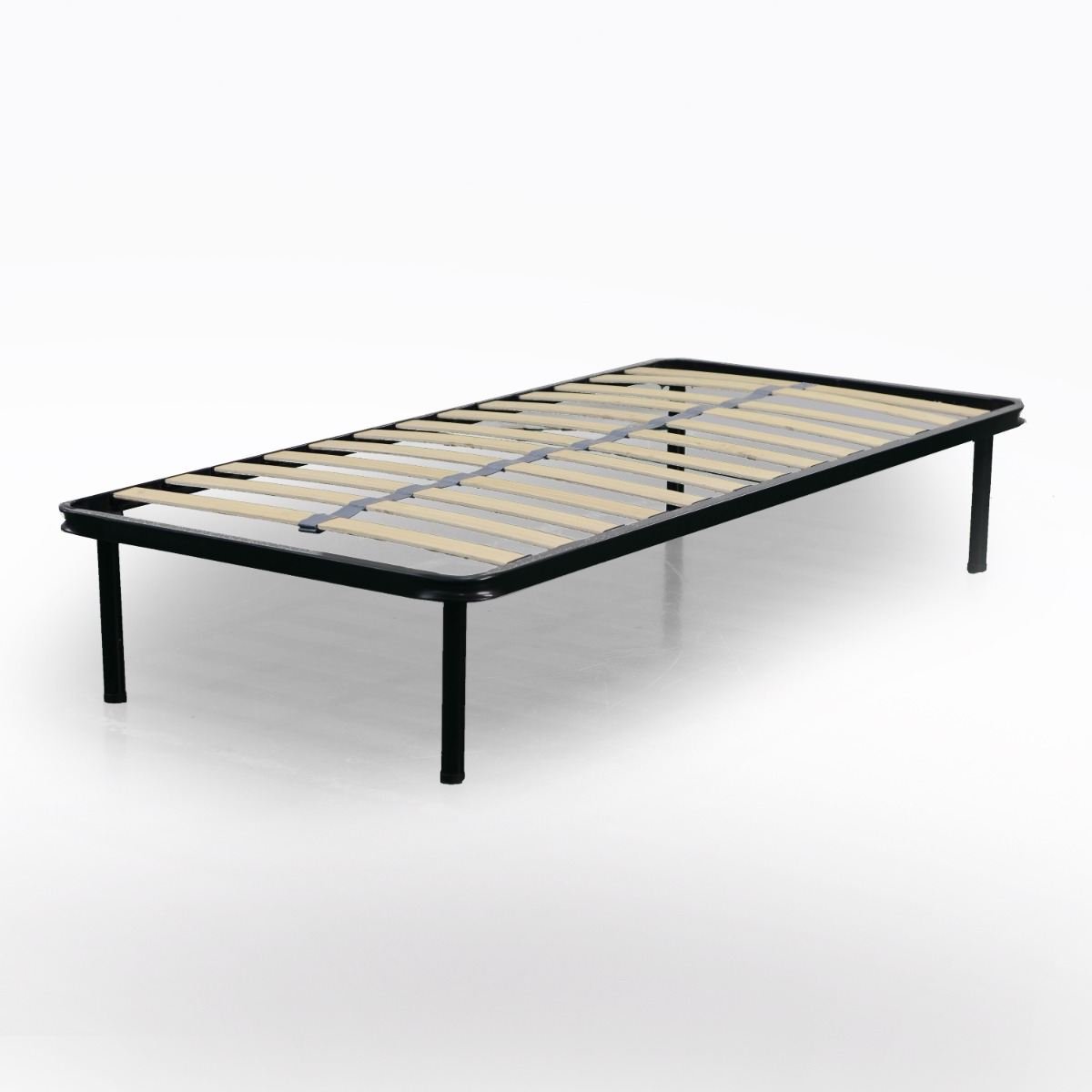 RETE SINGOLA 80X190 IN METALLO NERO CON 13 DOGHE 