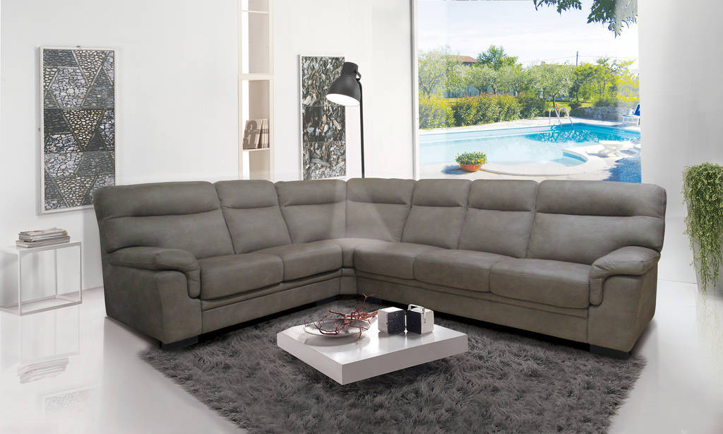 SALOTTO FLAVIA ANGOLARE 3P DX TESSUTO TAUPE
