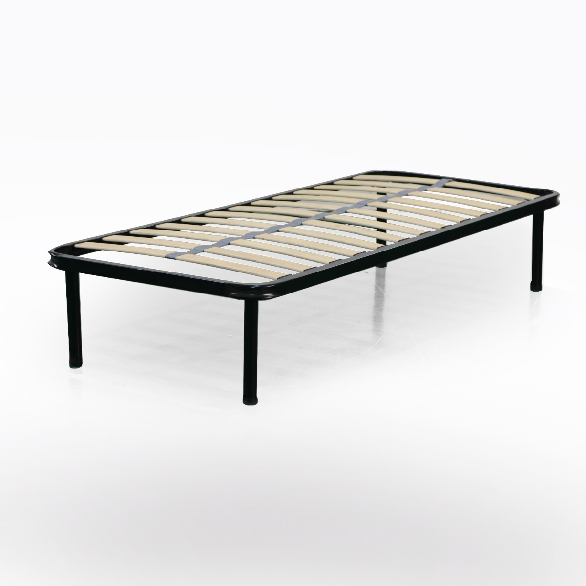RETE SINGOLA 90X190 IN METALLO NERO  CON 13 DOGHE 