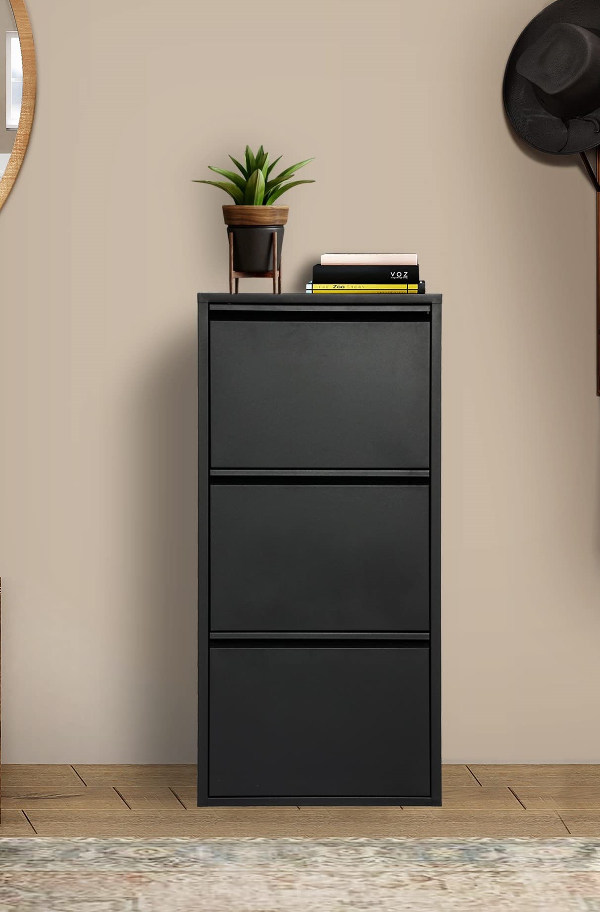SCARPIERA 3 RIBALTE MOD. CABINET CM 50X15 H. 104 METALLO NERO