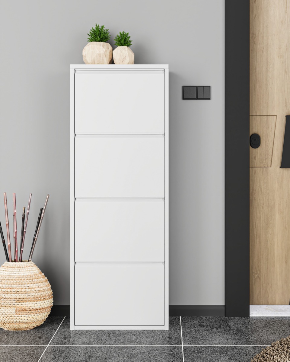 SCARPIERA 4 RIBALTE MOD. CABINET CM 50X15 H.138 IN METALLO BIANCO 