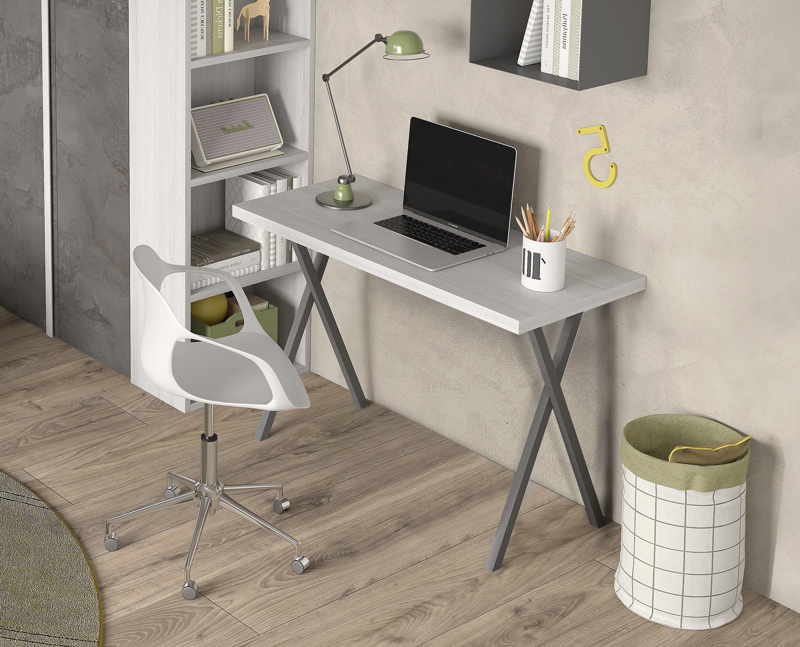 SCRIVANIA CM 123.5X55 H. 81CM ROVERE E METALLO