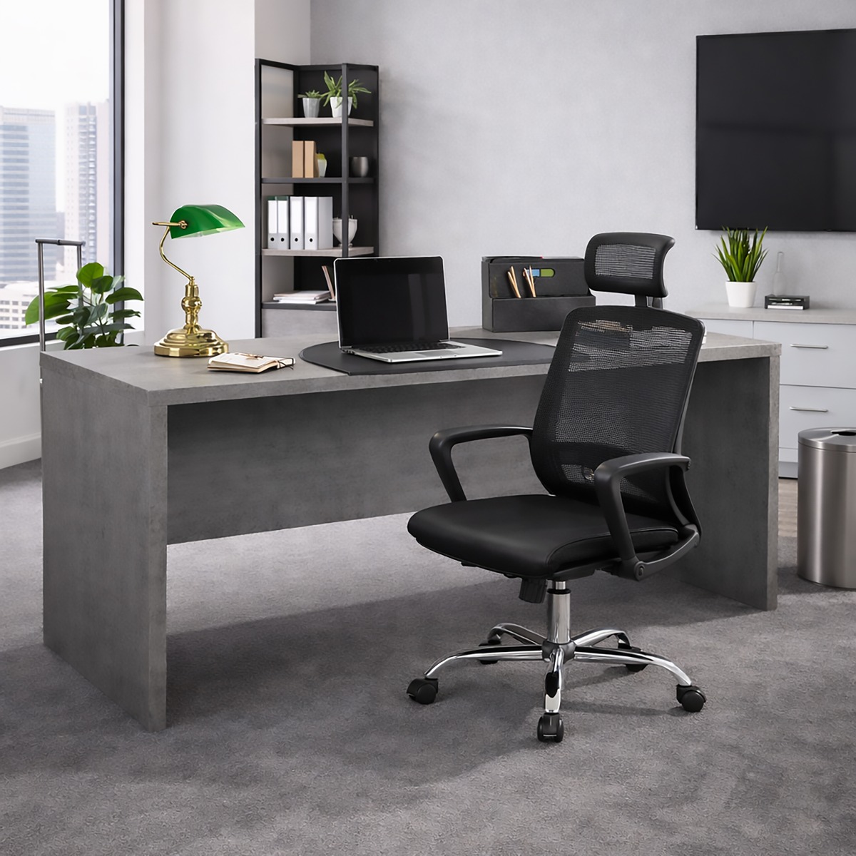 SCRIVANIA MOD. PRATICO CM 180X69 H. 74.2 GRIGIO CEMENTO