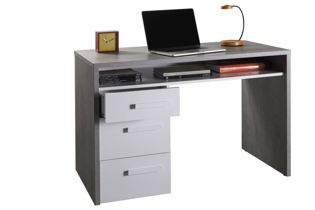 SCRIVANIA MOD. MIPIACE CM 110X60 H. 77 CEMENTO E LACCATO BIANCO 