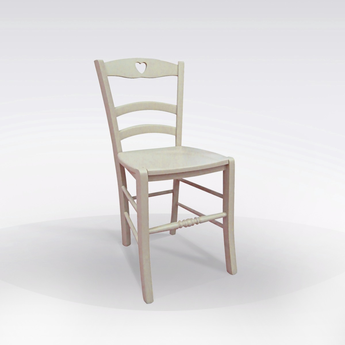 SEDIA MOD. CUORE IN LEGNO LACCATO SABBIA CON FONDELLO IN LEGNO