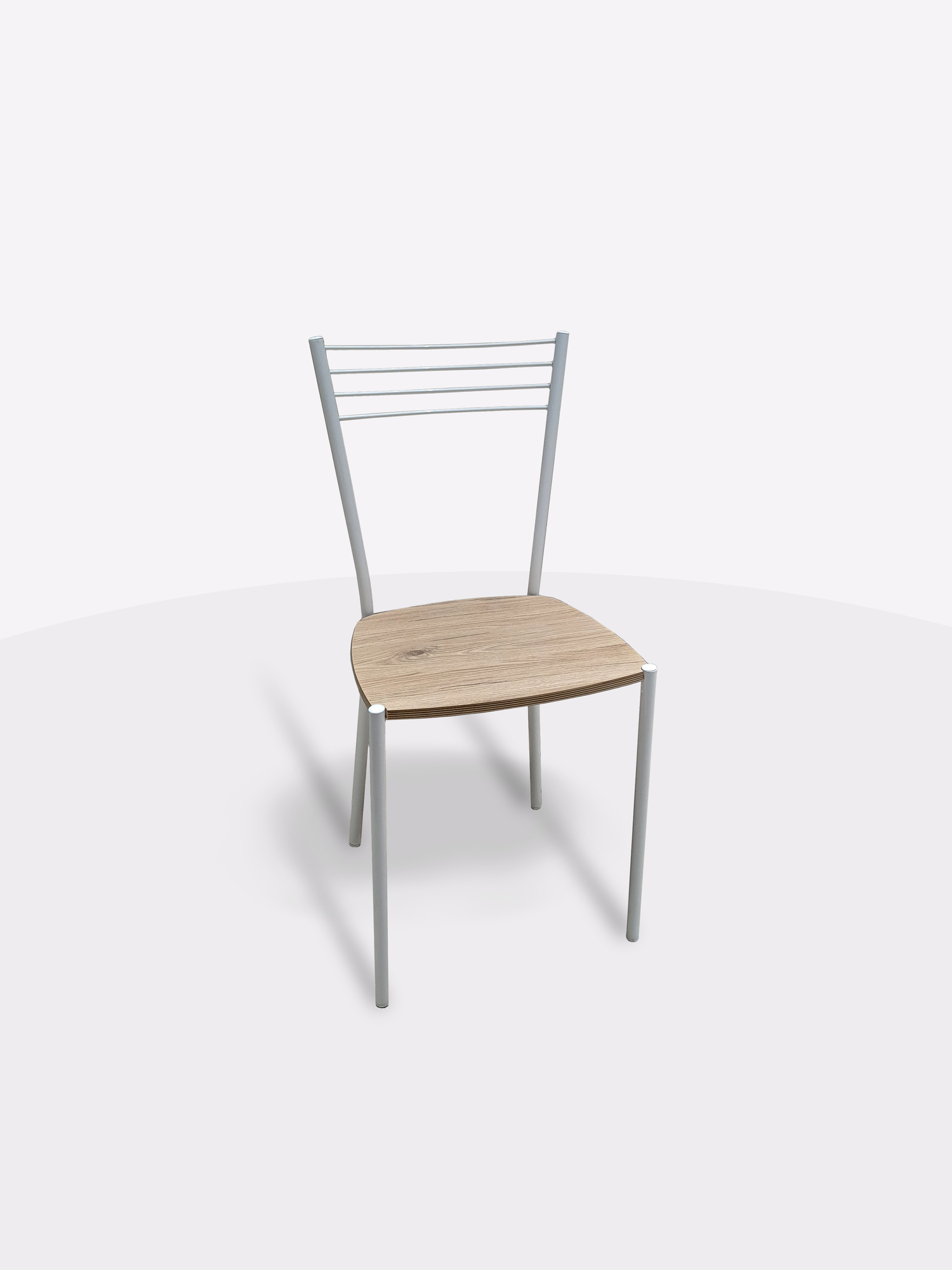 SEDIA MOD. LUNA METALLO BIANCO E FONDELLO IN LEGNO DI QUERCIA