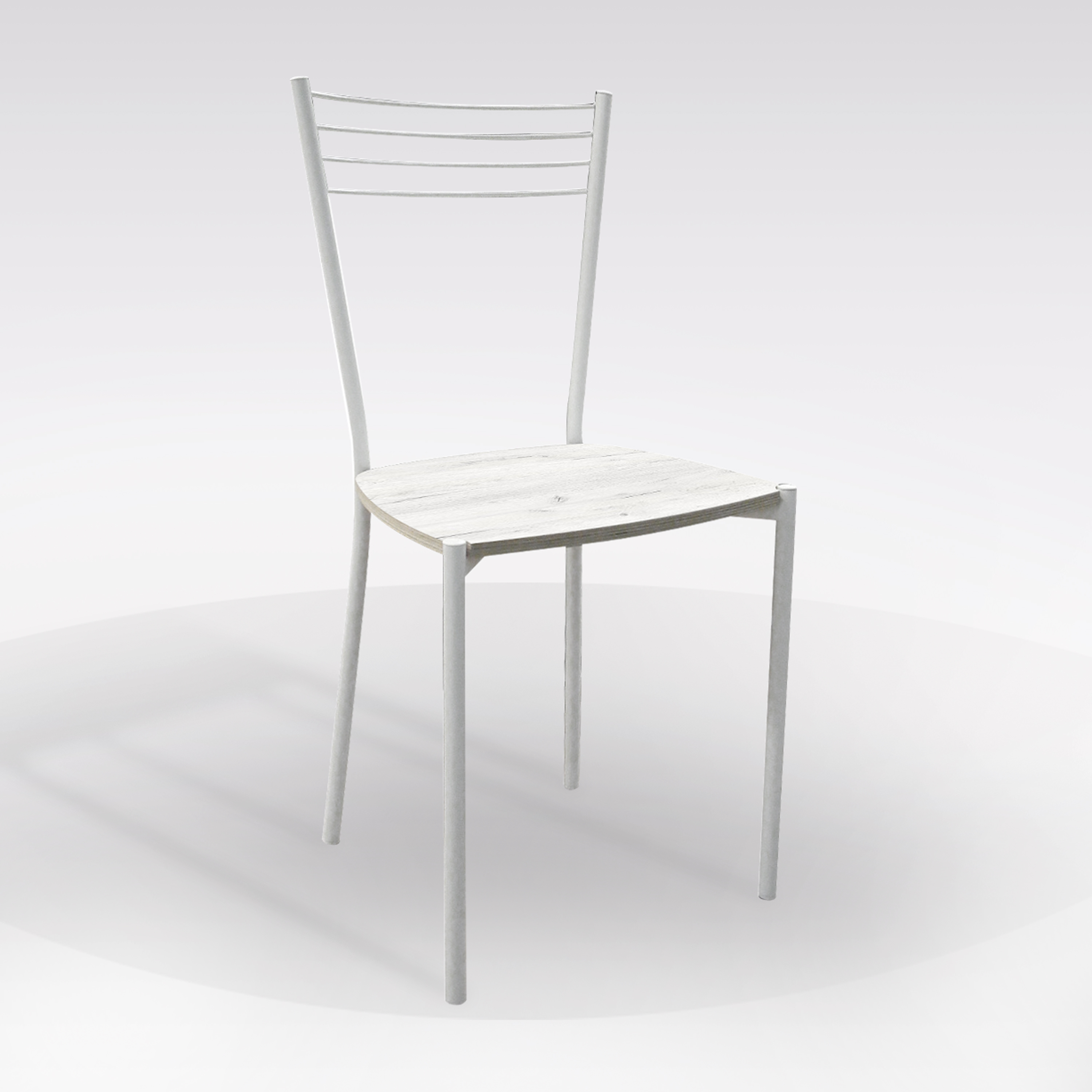 SEDIA MOD. LUNA METALLO BIANCO E FONDELLO IN LEGNO QUERCIA BIANCO