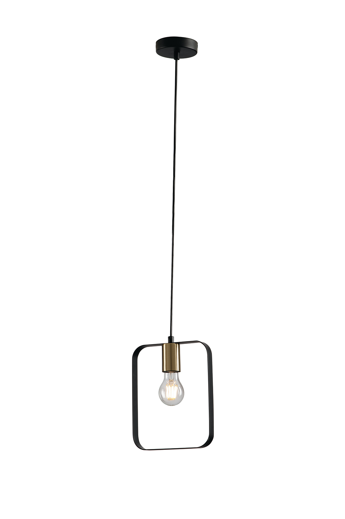 SOSPENSIONE SMITH NERO OPACO/ORO 19.5X150CM - 1XE27