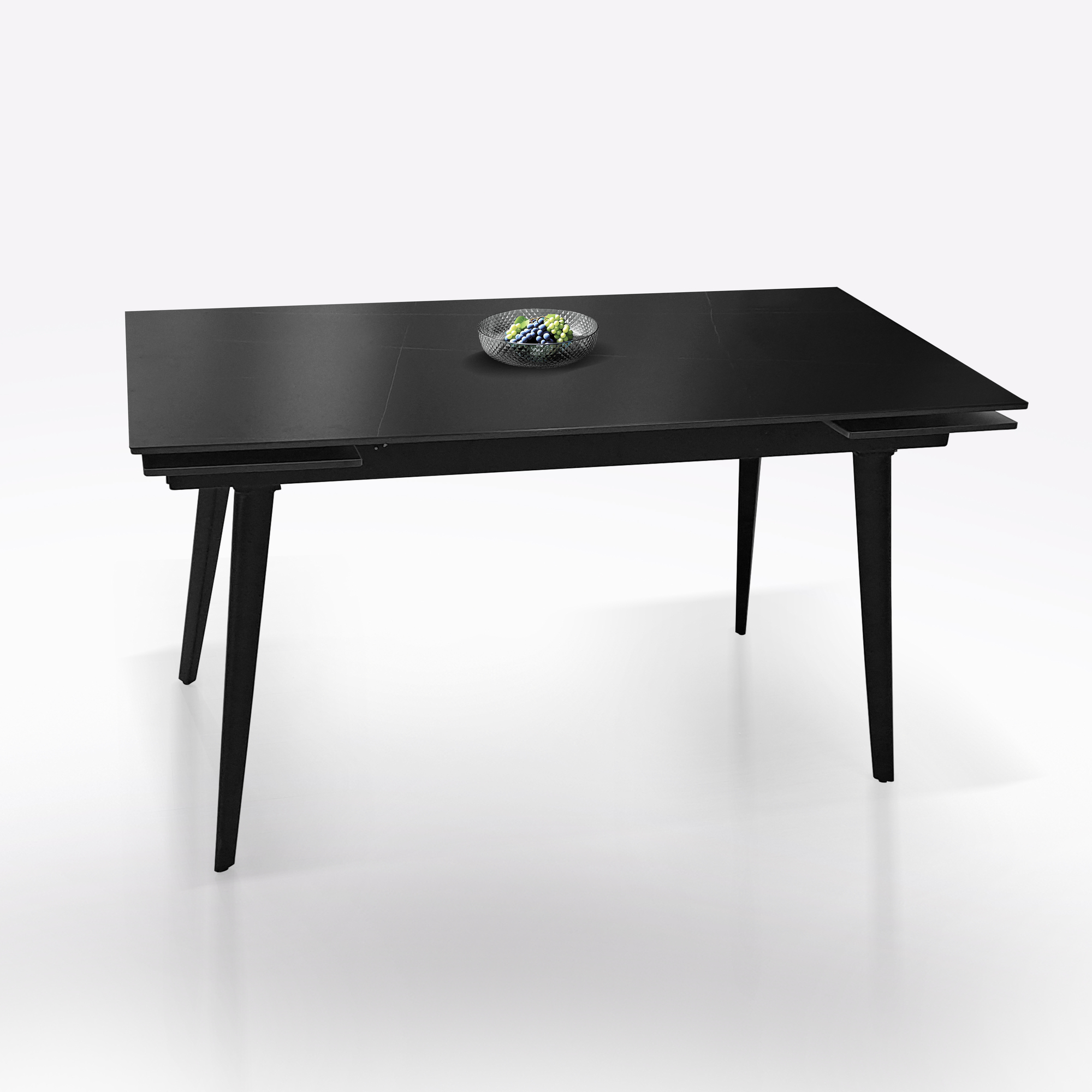 TAVOLO ALL. 140X80 NERO E VETRO EFFETTO MARMO SATINATO