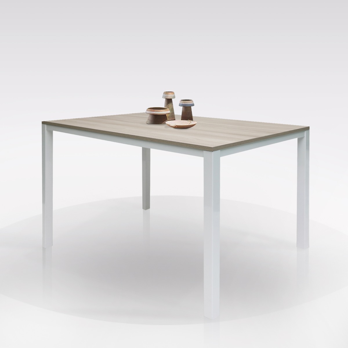 TAVOLO PLUTONE ALL. 130X85 BIANCO E OLMO CHIARO