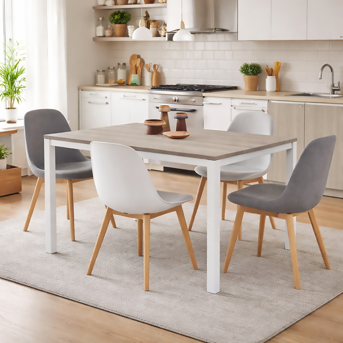 TAVOLO MOD. PLUTONE ALLUNGABILE CM 130X85 BIANCO E OLMO CHIARO