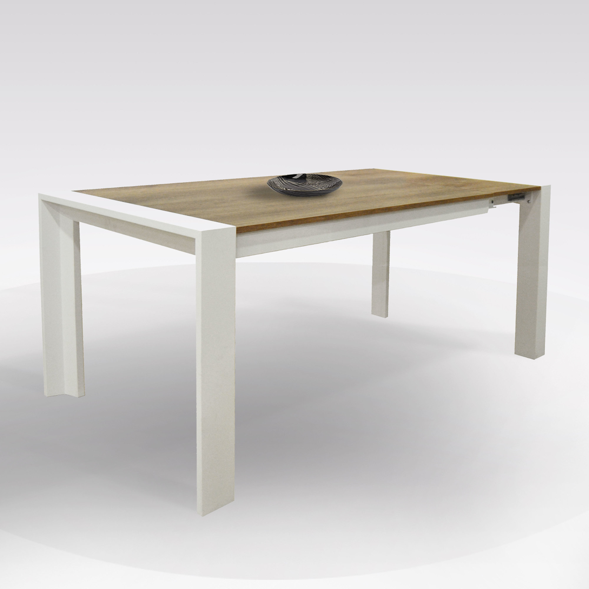 TAVOLO MILANO ALL. 140X90 BIANCO OPACO E CLEAF LECCIO