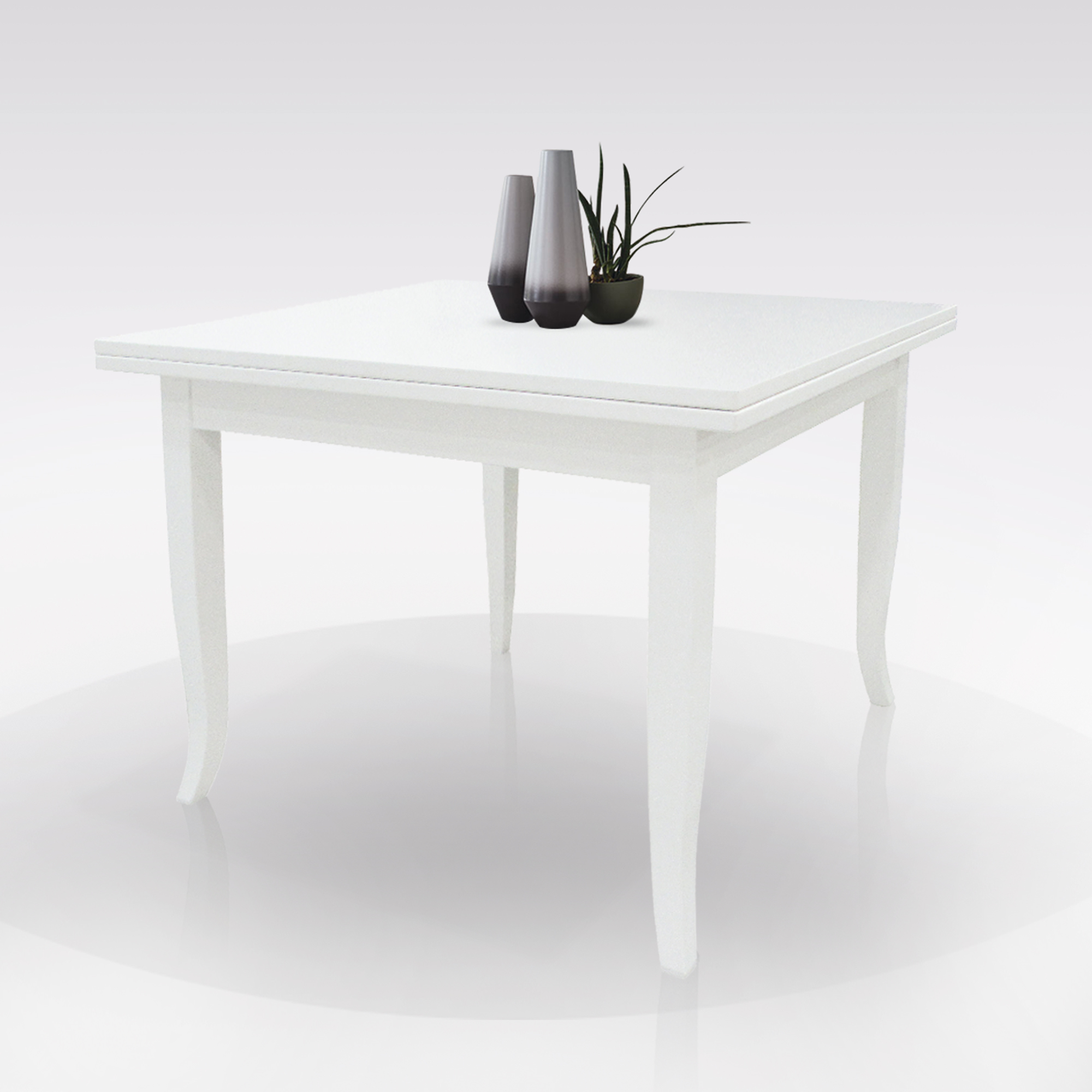 TAVOLO A LIBRO CM 80X80 BIANCO OPACO